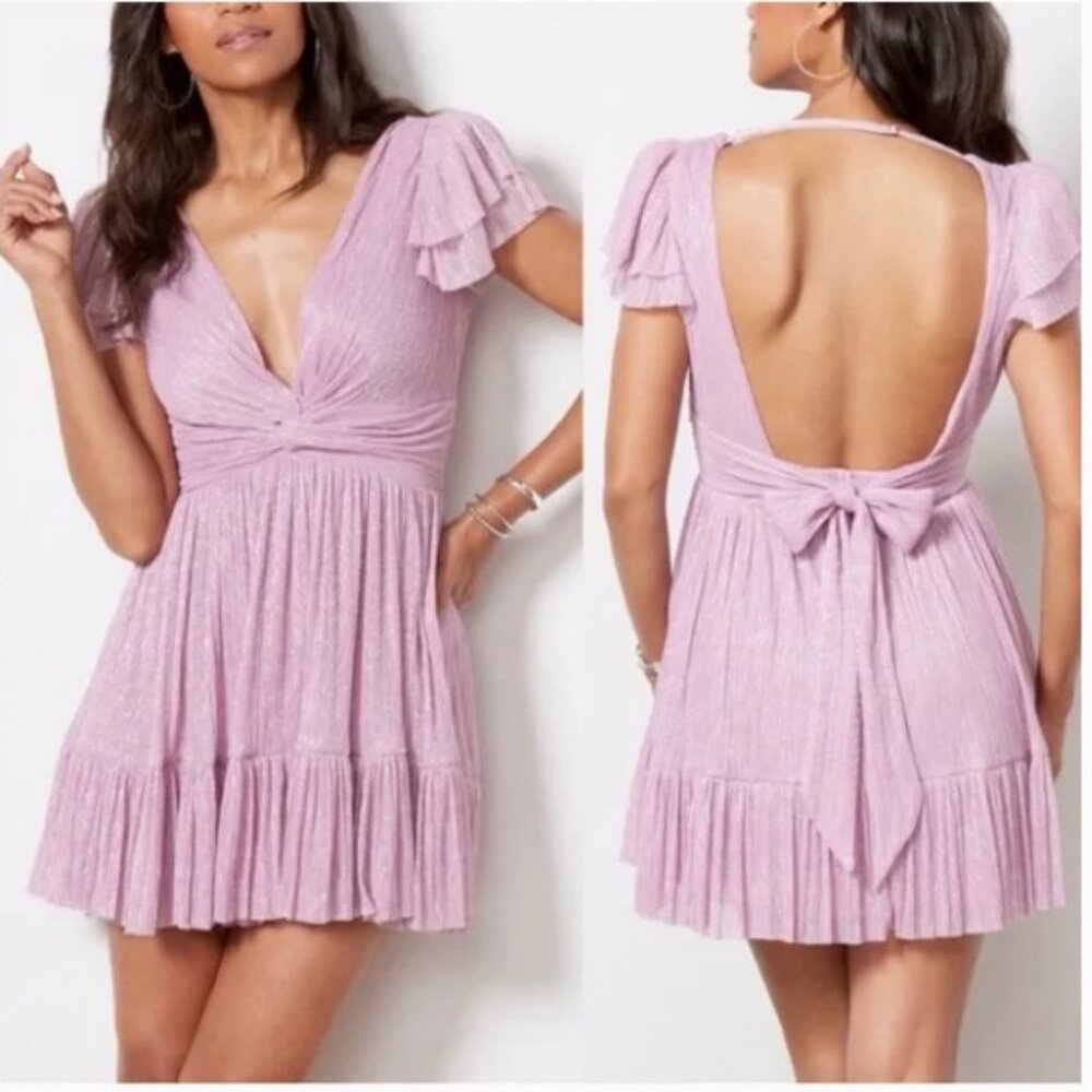 Sabina Musayev Shaylee Lavender Shimmery Mini Cocktail Evening Dress Sz L